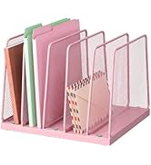 LEKETREE Small Desk File Organizer, 5-Section Upright File Sorter, Vertical File Folder Holder, M...
