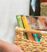VATIMA Large Rectangular Wicker Basket with Wooden Handles for Shelves and Storage - Natural Wate...
