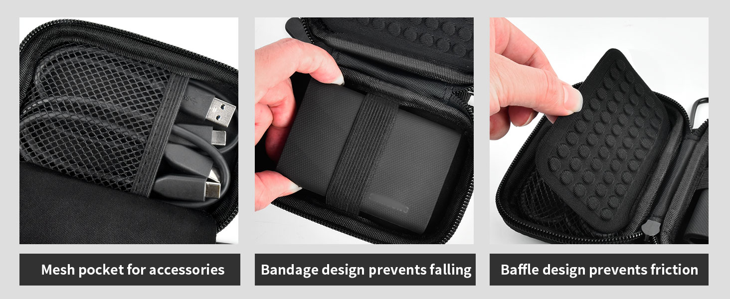 Electronics organizer for solid state external hard drive