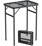 Anbte 2ft Folding Grill Table Max 29.5", 3 Adjustable Height Lightweight Camping Table with Heat-...