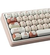 TYRIXKI PBT Keycaps 147 Keys MOG Profile Keycap, Pink Dessert Cat Keycaps Dye-Sublimation Cute Cu...