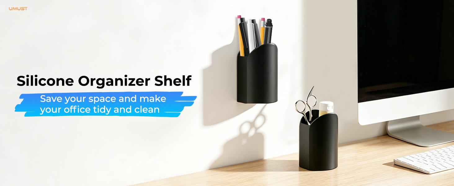 desktop organizer self adhesive pencil holder wall mounted pen holder silicone storage features