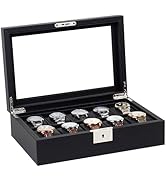 GUKA Watch Box, Luxury Watch Case with 55MM Wide Leather Pillows, 10 Slot Watch Organizer Storage...