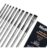 Nicpro 10 PCS Flat Paint Brush Set, Art Painting Brushes for Acrylic, Watercolor, Oil, Gouache, C...