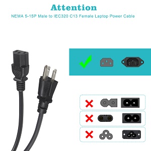 12FT Computer Monitor Replacement Power Cord -Black Long Standard PC Replace AC Power Cord 