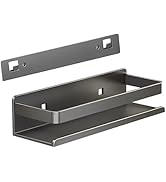 YuShiYan Stainless Steel Wall Mounted Floating Shelves, Drill-Free Adhesive or Screw In, Rustproo...