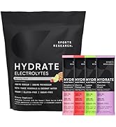 Sports Research Hydrate Electrolytes Powder Packets - Sugar-Free &amp;amp; Naturally Flavored with Vitam...