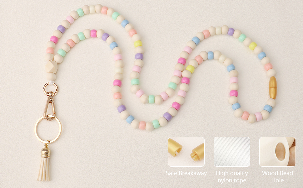 Fashion Wooden Bead Teacher Lanyard