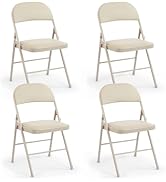 DUMOS 4 Pack Leather Padded Folding Chair, Indoor Outdoor Portable Stackable Commercial Seat with...