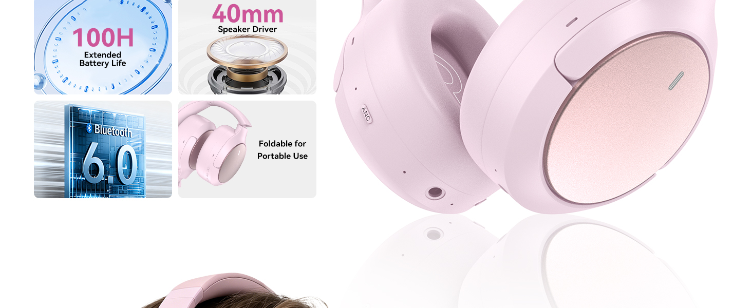 100h playtime 6 ENC clear call mic headphone