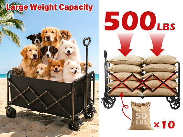 wagon cart with wheels foldable heavy duty