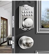 Keyless Entry Door Lock with 2 Knobs, Electronic Backlit Keypad Deadbolt with Handle Set, Auto Lo...