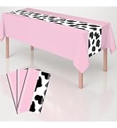 iCrius Western Rodeo Theme Plastic Tablecloths 54x108 Inch 3-Pack - Cowboy Cowgirl Print Waterpro...