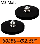 MUTUACTOR Strong Magnets Heavy Duty,2.59” 60lbs Neodymium Cup Magnet with M8 Male Stud,2Pack Rare...