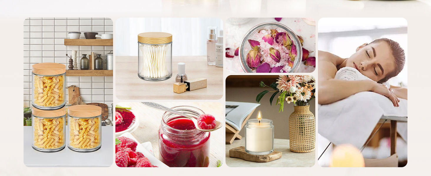 Glass Jars with Plastic Woodgrain Lids