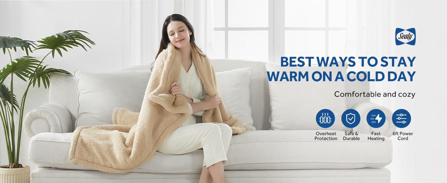 sealy heated throw blanket sherpa