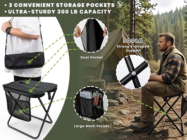 Extra Tall Portable Folding Stool for Adults