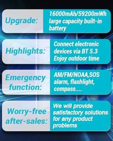 16000mah Emergency Weather Radio Hand Crank Solar Radio Battery Powered Portable Am/Fm/Wb NOAA