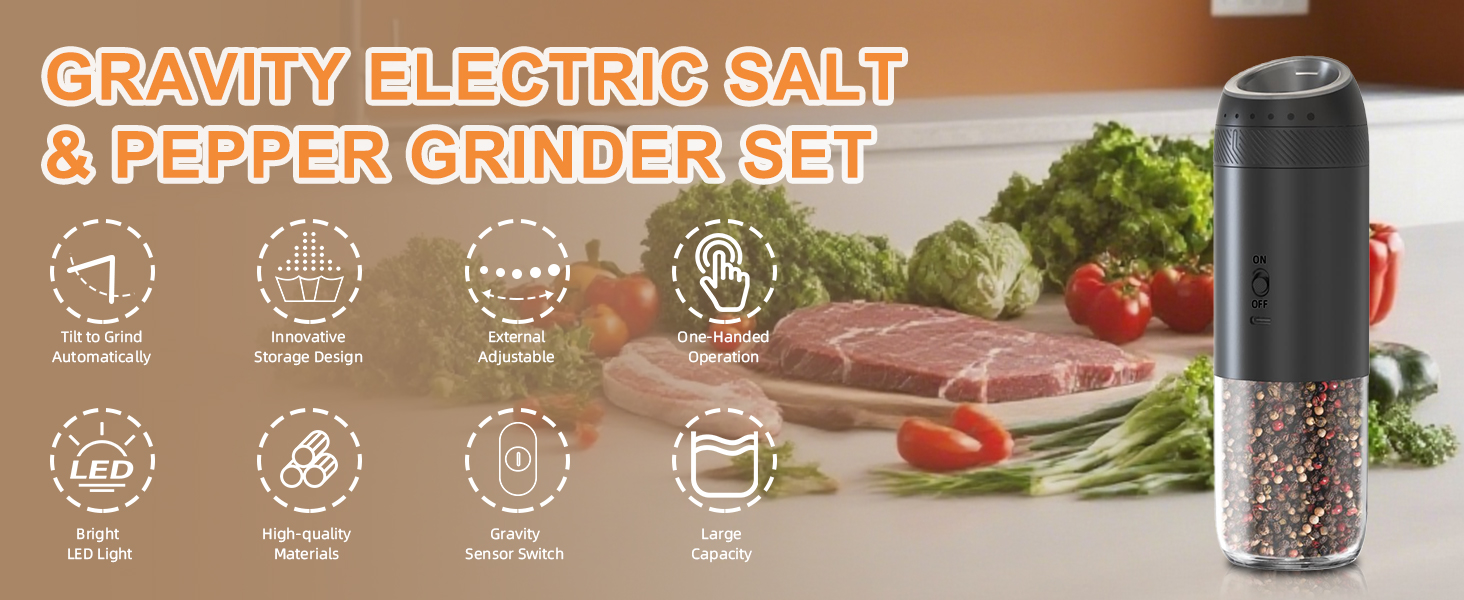 GRAVITY ELECTRIC SALT &amp;amp; PEPPER GRINDER SET