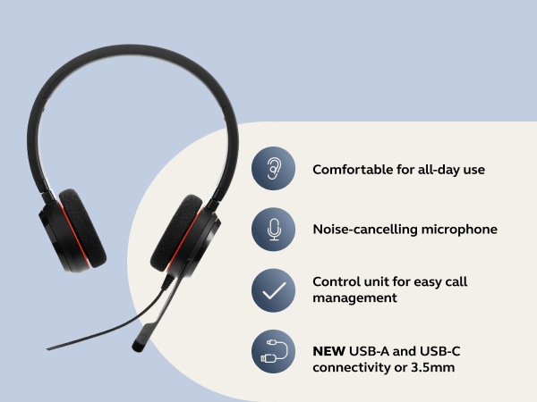 Noise-cancelling microphone headset Microsoft Teams headset USB-A headset USB-C headset