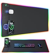 abc.mat 4-in-1 Wireless Charging Mouse Pad with Phone Stand, 800 * 400 Large RGB Gaming Mouse Pad...