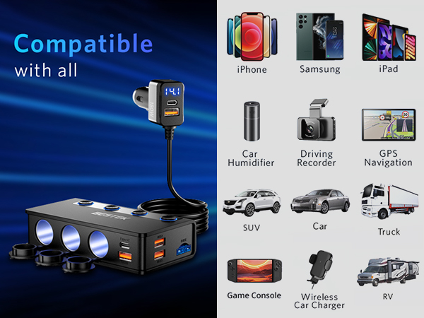 Car Cigarette Lighter Splitter