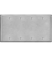 BESTTEN 4-Gang Blank Metal Wall Plate with White or Clear Plastic Film, Anti-Corrosion No Device ...