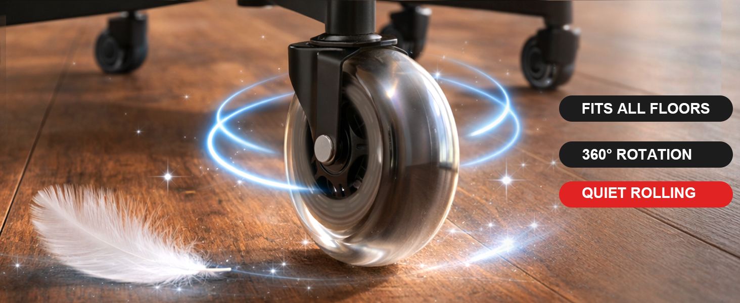 office chair wheels, all-floor casters, 360° swivel, quiet rolling