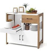 Giantex Sideboard Buffet Cabinet with Pull-Out Shelf, Modern Kitchen Buffet Table with Storage Ca...