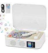 CD Player Portable Bluetooth LED Desktop Retro CD Players for Home with Speakers Rechargeble Batt...