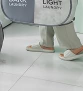 Collapsible Laundry Basket Durable Pop Up Hamper with 2 Compartments for Sort and Storage, Portab...