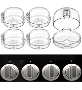 Stove Knob Safety Covers, for Knob Diameter Less Than 2.4", Press Gas Stove Knob Locks, Unlock wi...