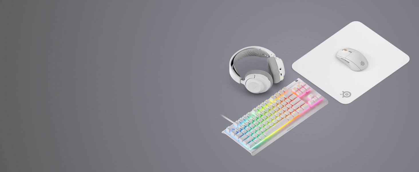 SteelSeries Headset Keyboard Mouse and Mouse Pad