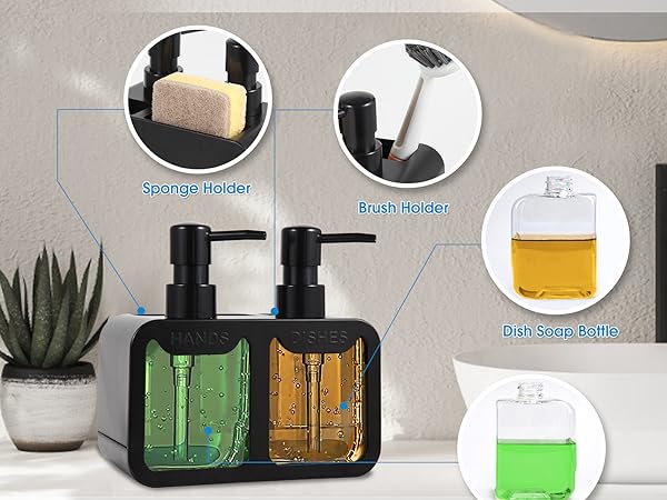 dish soap and hand soap dispenser for kitchen sink
