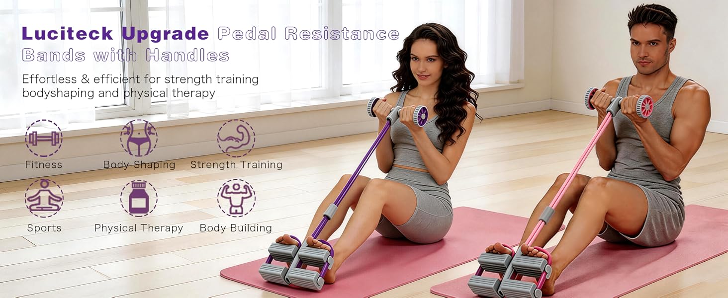 6 Tube Pedal Resistance Band With Handle