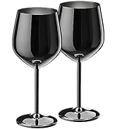 WOTOR Black Wine Glasses Set of 2, 18oz Stainless Steel Wine Glasses, Unbreakable &amp; Portable Stem...
