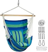 Chulim Hammock Chair Hanging Swing - 100% Cotton Weave Canvas with 2 Cushions and Hardware Kits, ...