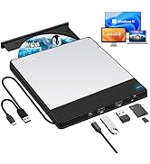 NOLYTH External CD Drive for Laptop: USB 3.0 &amp; USB-C DVD Player Burner Reader for Mac PC Windows ...