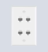 VCE 4 Port Ethernet Wall Plate (UL-Listed), CAT6/CAT5E Wall Plate, Keystone Jack Outlet with RJ45...