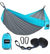 Kootek Camping Hammock, Portable Hammocks with Tree Straps &amp; Attached Carry Bag, Camping Essentia...