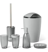 Basics Bathroom Set, 6-Piece with Toothbrush Holder, Soap Dispenser, Soap Dish, Toothbrush...