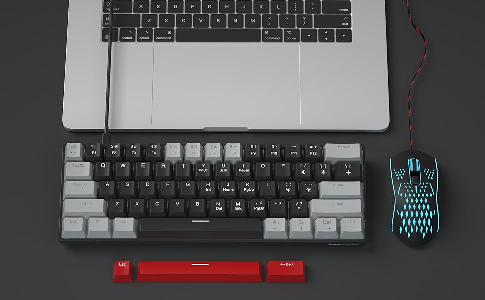 60% portable mechanical gaming keyboard with linear red switches