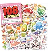 Cute Stickers for Kids - Kawaii Water Bottle Stickers for Teens - 108pc Teacher Reward for Kids C...