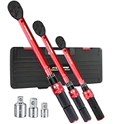 ATsafepro Torque Wrench Set-1/4 20–240 in-LB, 3/8" 5–50 ft-lb,1/2" 10–170 ft-lb with 3 Socket Ada...