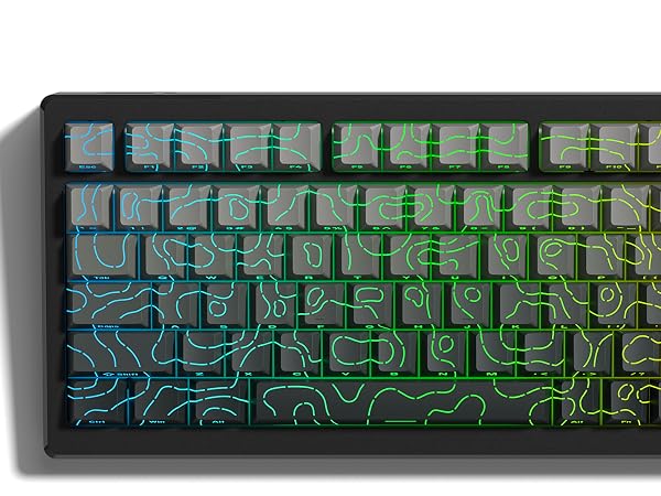Double Shot PBT keycaps Set grey Topographic Shine Through keycaps Cherry Profile Key caps