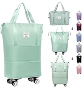 Luxhe Expandable Foldable Duffle Bag with Wheels | Detachable Rolling Wheels &amp; Handle | Lightweig...