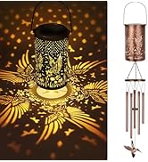 YHmall Solar Wind Chimes for Outside, Solar Lantern Windchimes Outdoors Hummingbird Gifts for Wom...