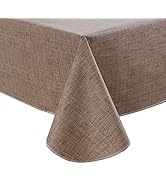 Pioggia Vinyl Tablecloth with Flannel Backing Rectangle Waterproof Oil-Proof Plastic Table Cloth ...