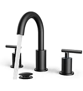 FORIOUS Black Bathroom Faucet 3 Hole, 8 Inch Matte Black Bathroom Sink Faucet Widespread with 360...
