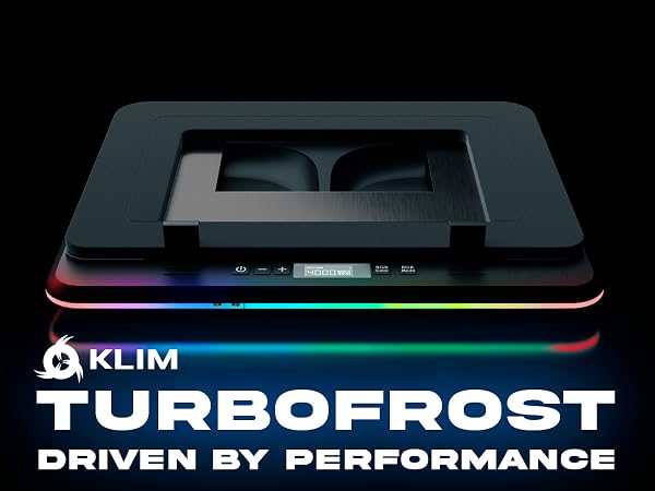 KLIM Turbofrost Gaming Laptop Cooling Pad - 4 Powerful Turbo Fans - 4 x 4000 RPM Dynamic RGB 4-Ports